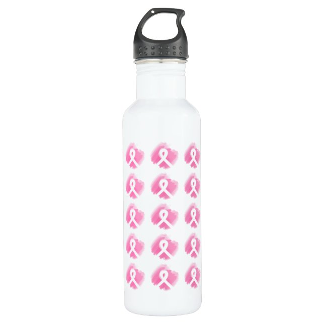 Breast Cancer Awareness Ribbon Watercolor 710 Ml Water Bottle (Front)
