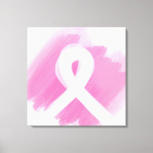 Breast Cancer Awareness Ribbon Watercolor  Canvas Print