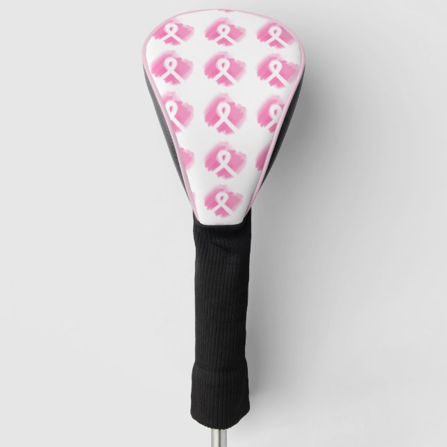 Breast Cancer Awareness Ribbon Watercolor  Golf Head Cover (Front)