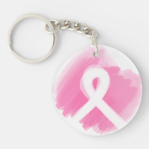 Breast Cancer Awareness Ribbon Watercolor  Key Ring