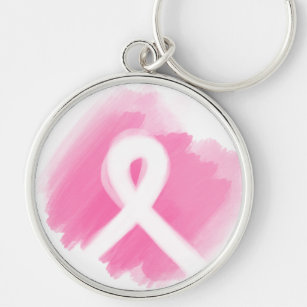 Breast Cancer Awareness Ribbon Watercolor Key Ring