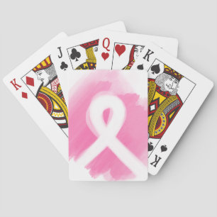 Breast Cancer Awareness Ribbon Watercolor Playing Cards