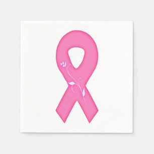 Breast Cancer Awareness Ribbon With Flower Napkin