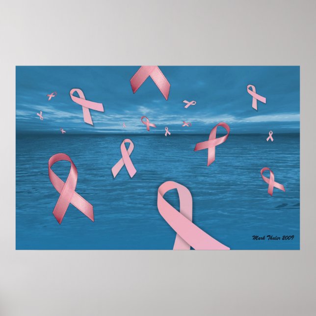 Breast Cancer Awareness Ribbons In the Sky Poster (Front)