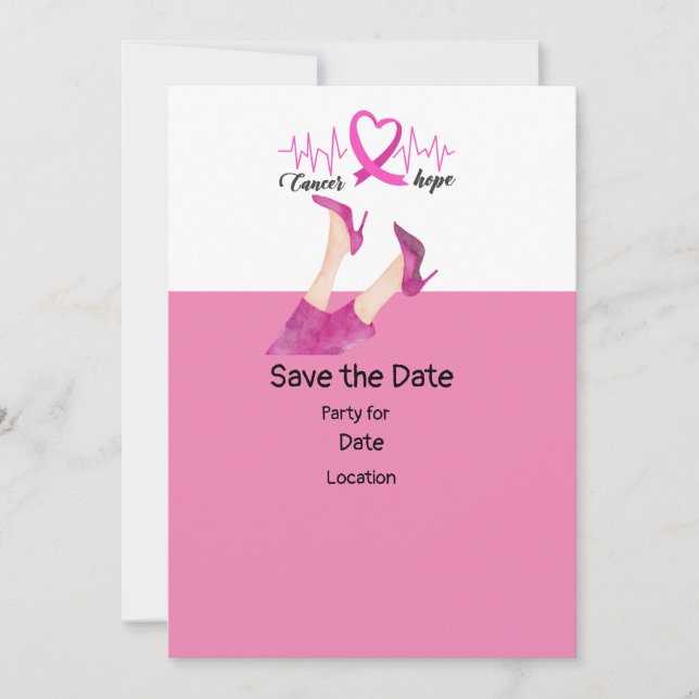 Breast Cancer Awareness,Save the Date Party   Invitation (Front)