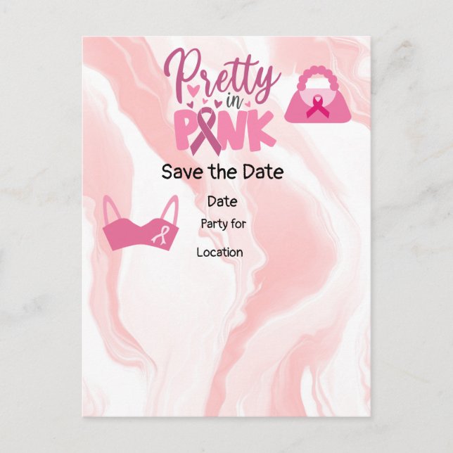 Breast Cancer Awareness,Save the Date Party   Postcard (Front)