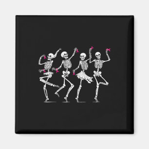 Breast Cancer Awareness Skeleton Dance Pink Ribbon Magnet