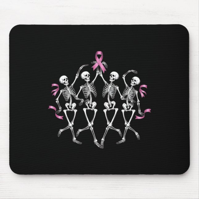 Breast Cancer Awareness Skeleton Dancing Pink Ribb Mouse Pad (Front)