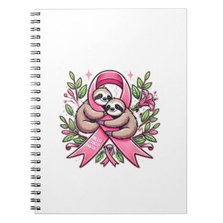 Breast Cancer Awareness Sloth Ribbon Tee T-Shirt Notebook
