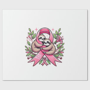 Breast Cancer Awareness Sloth Ribbon Tee T-Shirt Wrapping Paper
