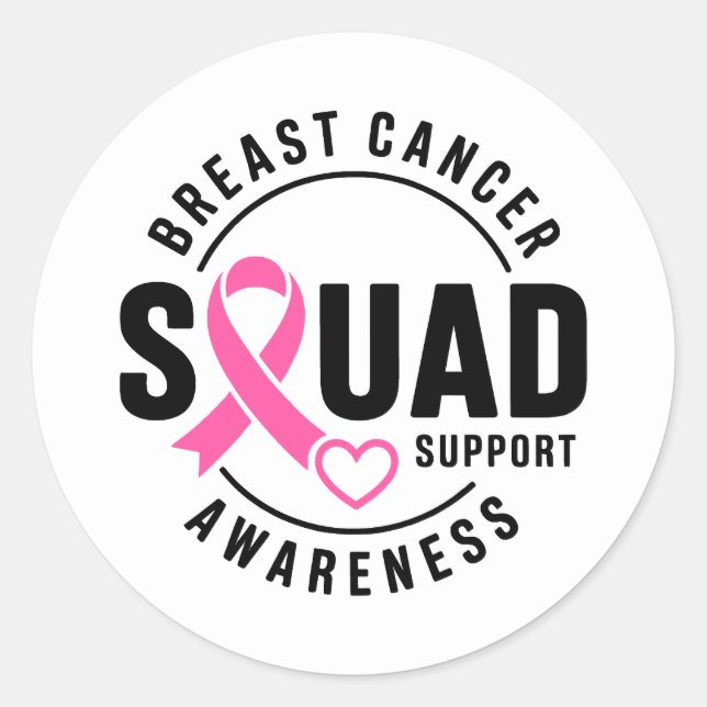 Breast Cancer Awareness Squad Support Classic Round Sticker (Front)