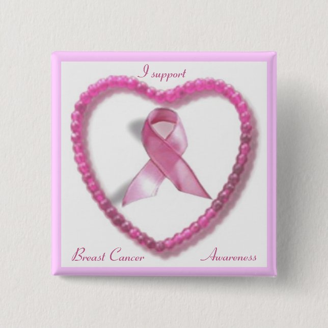 Breast Cancer Awareness Square Button (Front)