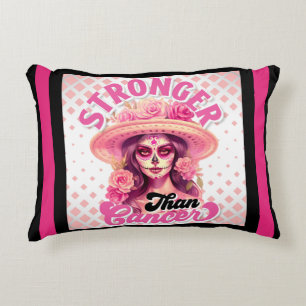 Breast Cancer Awareness Sugar Skull Decorative Cushion