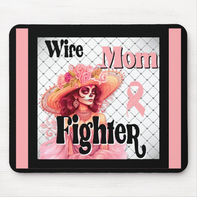 Breast Cancer Awareness Sugar Skull  Mouse Pad (Front)