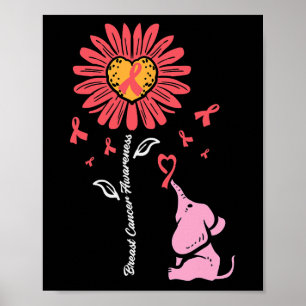 Breast Cancer Awareness Sunflower Elephant Girl Ki Poster