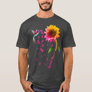 Breast Cancer Awareness Sunflower Hummingbird  T-Shirt