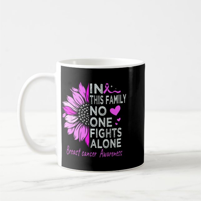 Breast Cancer Awareness Suower Support Breast Coffee Mug (Left)