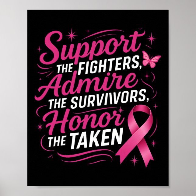 Breast Cancer Awareness Support Fighters Admire Su Poster (Front)