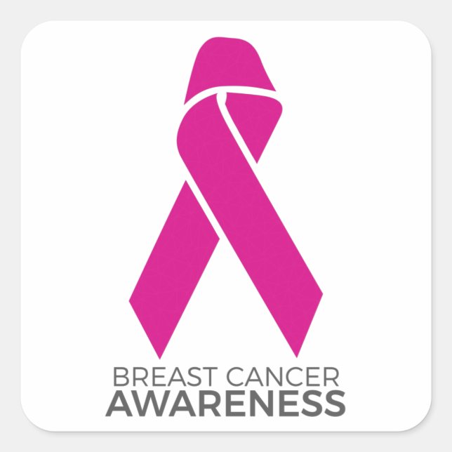 Breast Cancer Awareness Support Pink Ribbon Square Sticker (Front)