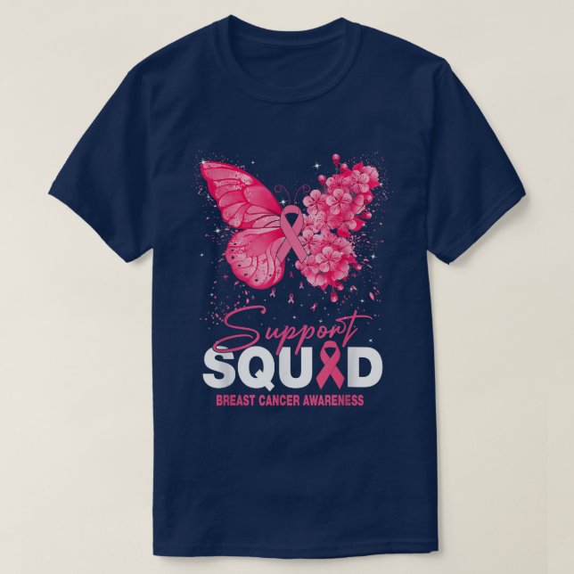 Breast Cancer Awareness Support Squad Butterfly  T-Shirt (Design Front)