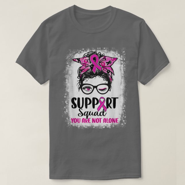 Breast Cancer Awareness Support Squad Messy Bun Pi T-Shirt (Design Front)