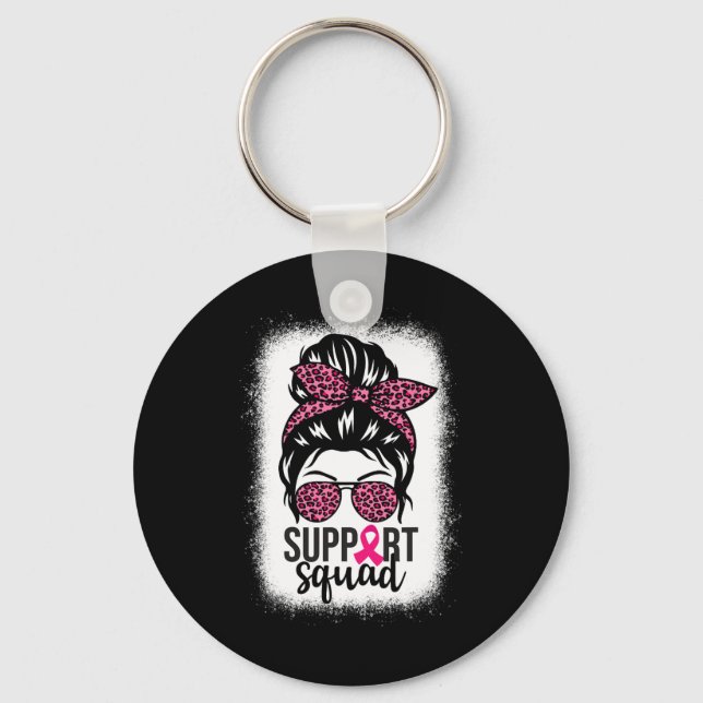 Breast Cancer Awareness Support-squad Messy Bun Wa Key Ring (Front)