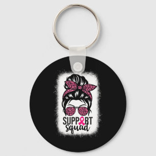 Breast Cancer Awareness Support-squad Messy Bun Wa Key Ring