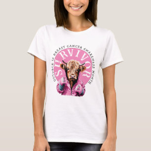 Breast Cancer Awareness SURVIVOR Cow T-Shirt