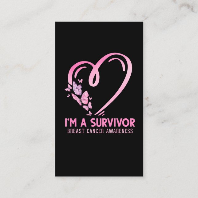 Breast Cancer Awareness Survivor Cute Butterfly Business Card (Front)
