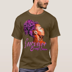 Breast Cancer Awareness Survivor Pink ribbon Black T-Shirt