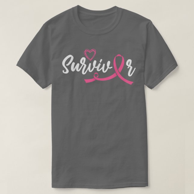 Breast Cancer Awareness Survivor Pink Ribbon Cance T-Shirt (Design Front)