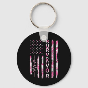 Breast Cancer Awareness Survivor Tie Dye Usa Flag Key Ring