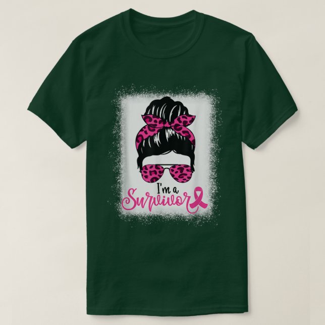 Breast Cancer Awareness Survivor Women Leopard Pri T-Shirt (Design Front)