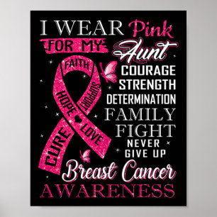 Breast Cancer Awareness Tee I Wear Pink For My Aun Poster