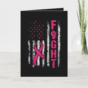 Breast Cancer Awareness USA Flag Holiday Card