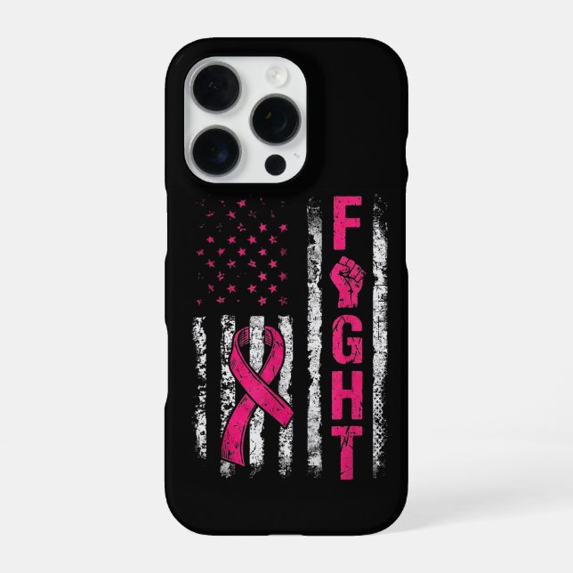 Breast Cancer Awareness USA Flag iPhone Case (Back)