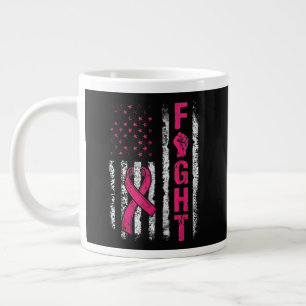 Breast Cancer Awareness USA Flag Large Coffee Mug