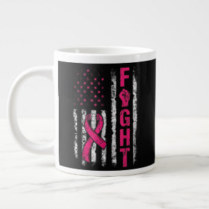 Breast Cancer Awareness USA Flag Large Coffee Mug