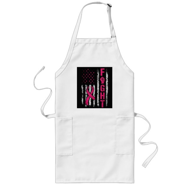 Breast Cancer Awareness USA Flag Long Apron (Front)
