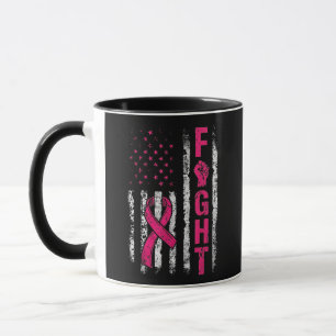 Breast Cancer Awareness USA Flag Mug