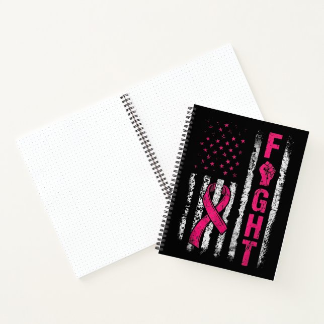 Breast Cancer Awareness USA Flag Notebook (Inside)