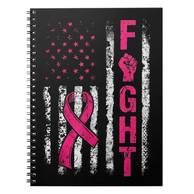 Breast Cancer Awareness USA Flag Notebook (Front)