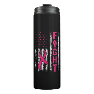 Breast Cancer Awareness USA Flag Thermal Tumbler