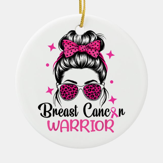 Breast Cancer Awareness Warrior Ceramic Tree Decoration (Front)