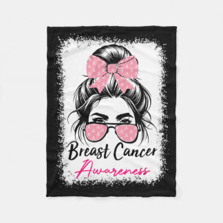 Breast Cancer Awareness Warrior Pink Coquette Bow Fleece Blanket