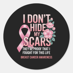 Breast Cancer Awareness Warrior Pink Ribbon Women Classic Round Sticker