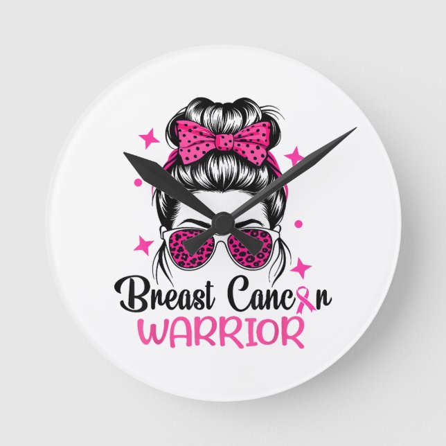 Breast Cancer Awareness Warrior Round Clock (Front)