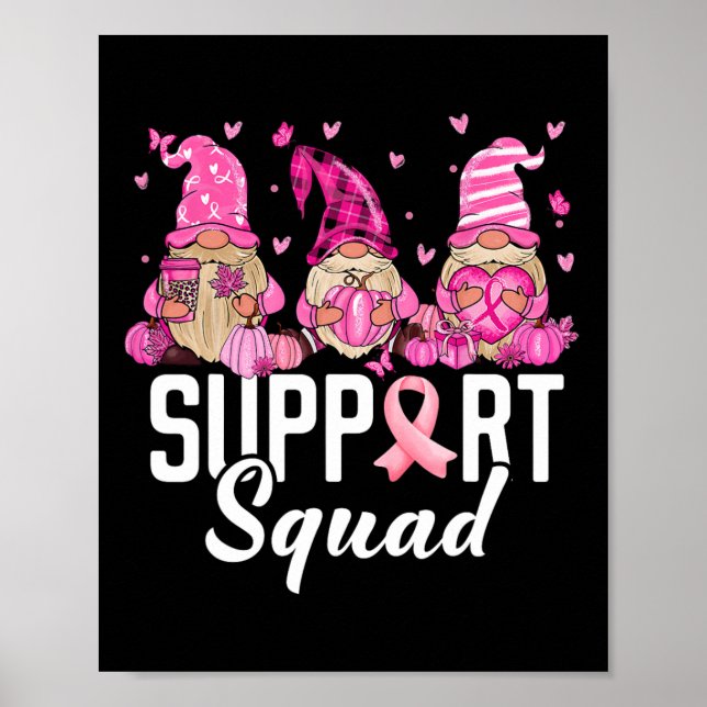 Breast Cancer Awareness Warrior Support Squad Gnom Poster (Front)