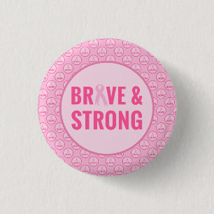 Breast Cancer Awareness with Pink Ribbon  3 Cm Round Badge