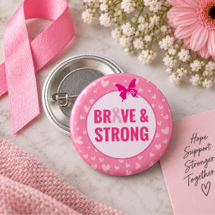 Breast Cancer Awareness with Pink Ribbon   3 Cm Round Badge